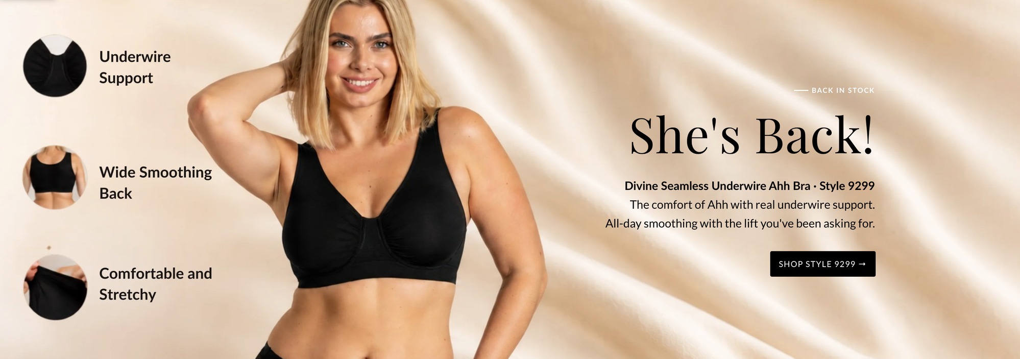 Back in Stock — She's Back! Divine Seamless Underwire Ahh Bra, Style 9299. Shop Style 9299.